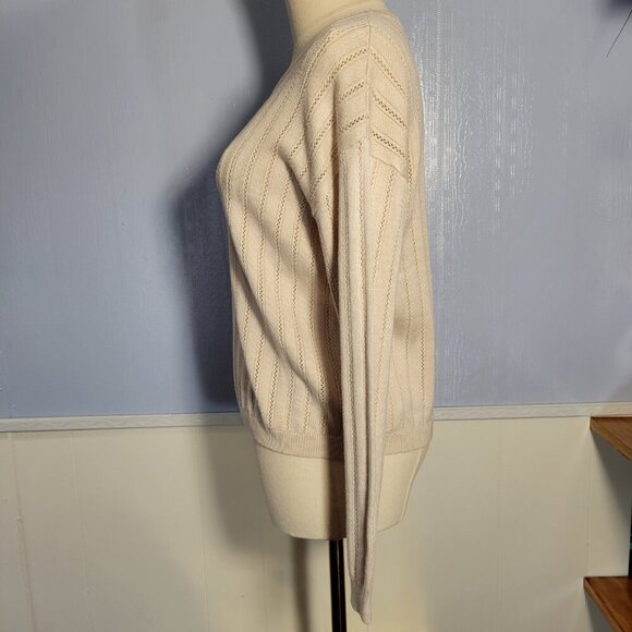 Hello Franki Large Light Oatmeal Cream Crewneck Longsleeve Lightweight Sweater - Picture 7 of 10